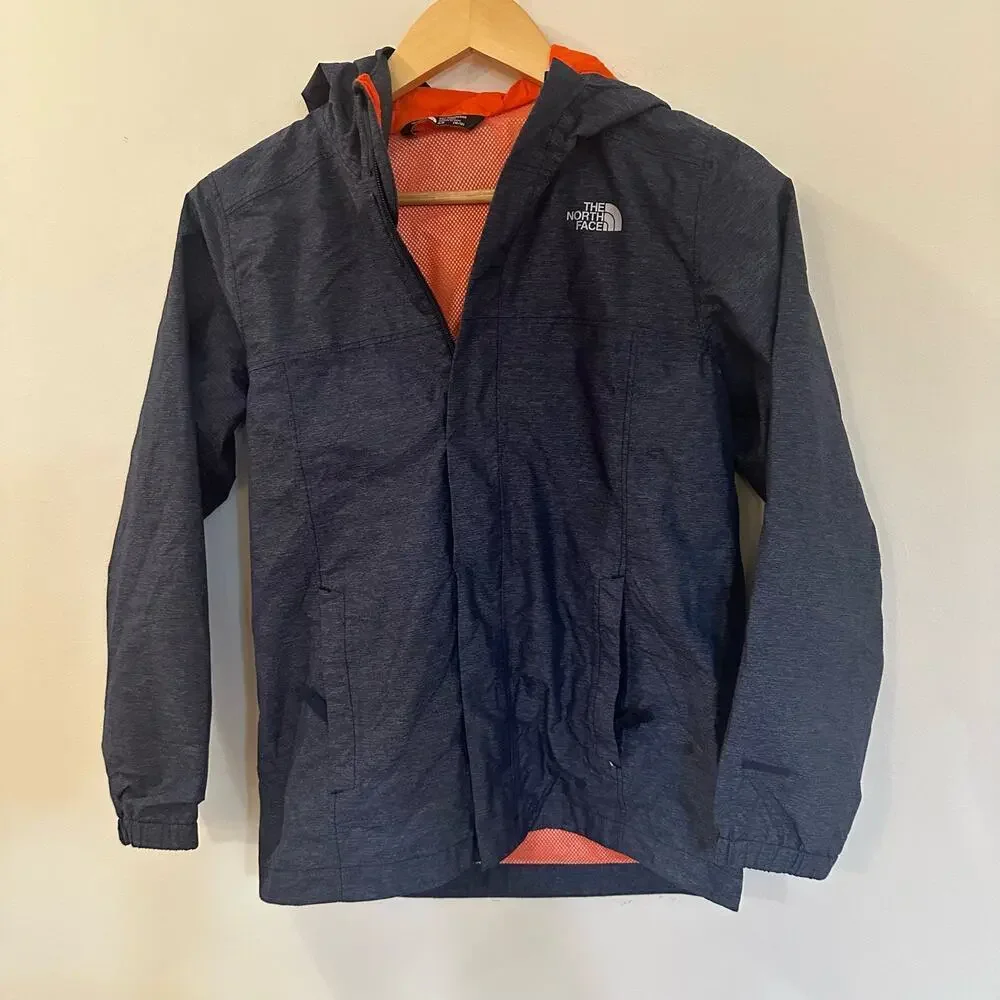 Boy's North Face Windbreaker sz M (10-12) Navy Blue Full Zip Hooded Jacket